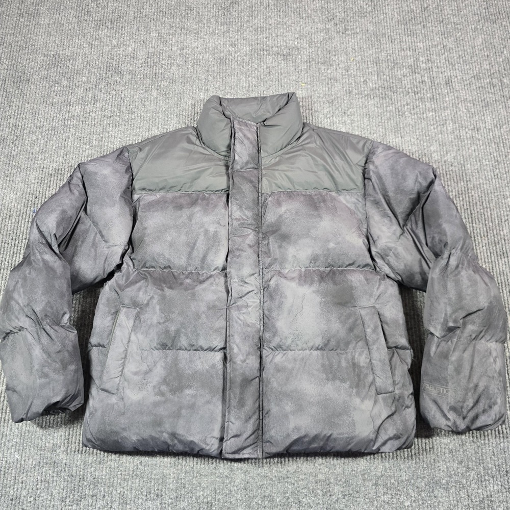 Fabletics Puffer Jacket Womens‎ Medium Gray Insulated Quilted Full Zip Winter